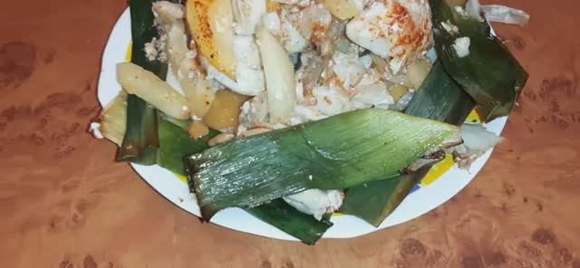 Морской окунь с айвой