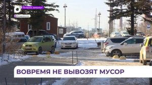 Припаркованные возле контейнерных площадок автомобили мешают вывозу мусора во Владивостоке