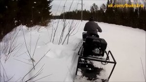 Мотобуксировщик Толкач Ураган на Родине Деда Мороза снег до 1.2 м