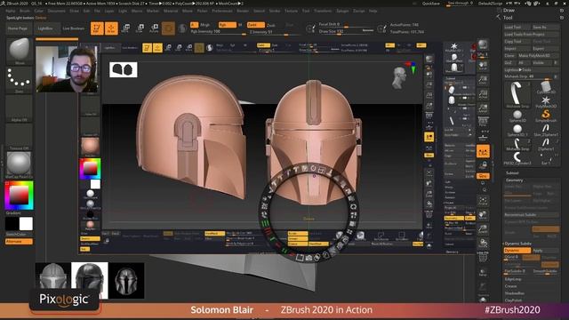 How to Make a Mandalorian Helmet in ZBrush 2020 ! - Developer Solomon Blair - Part 1 (720p)