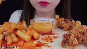 【ASMR】FRIED CHICKEN SKIN,CARTILAGE,TTEOKBOKKI  MUKBANG 먹방 食べる音 EATING SOUNDS NO TALKING