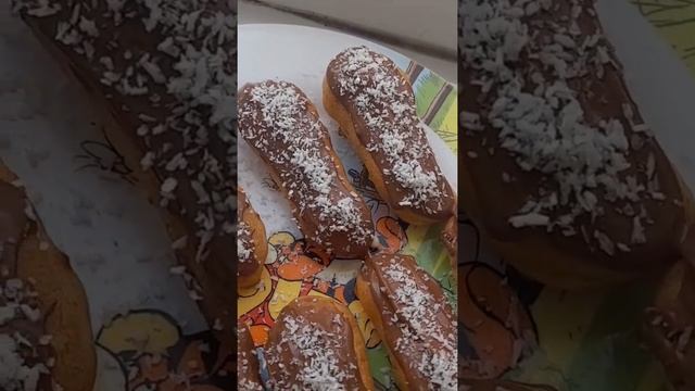 ЭКЛЕРЫ С КРЕМОМ!🤗ЗАВАРНОЕ ТЕСТО🙃🤗😋