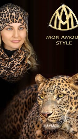 Модный леопардовый комплект от бренда Mon Amour Style • Шапка бини и косынка на шею