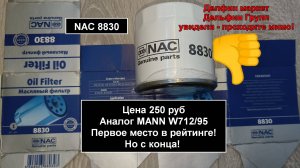 Распил масляного фильтра NAC 8830 (аналог MANN W712/95)