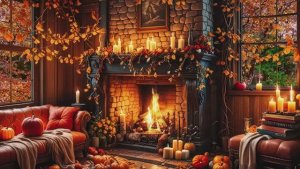 Autumn Afternoon with Fireplace and Piano – Fall Ambience for Relaxation _ 3 hours piano music