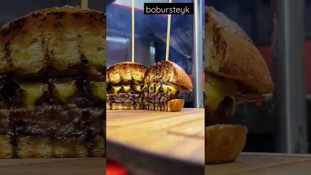 бургер мраморной говядина #boburmirzo #restaurant #shortvideo #steyk #бургер