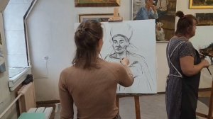 Как рисовать портрет. часть 1. Рисунок на холсте углем под живопись /ведет Колактионова Ю.