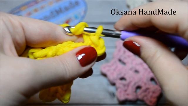 Снежинки крючком из трикотажной пряжи. Snowflake crochet
