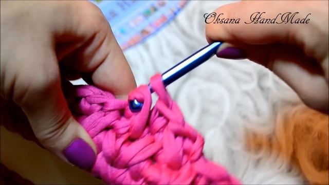 Корзина из трикотажной пряжи. Узор "Плетенка". Basket crochet