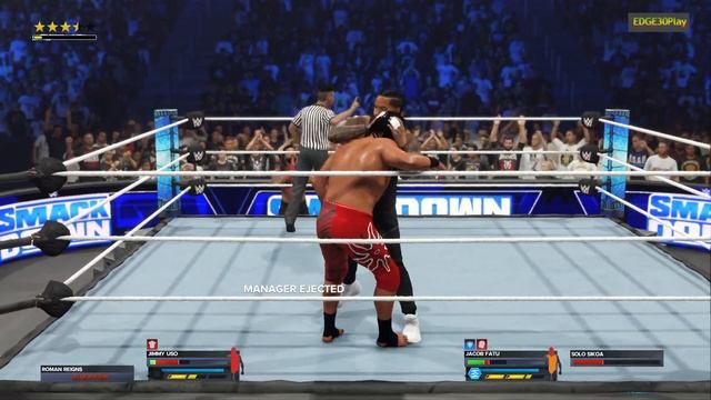 WWE2K24 JIMMY USO W/ ROMAN REIGNS VS JACOB FATU W/ SOLO SIKOA смотреть онлайн