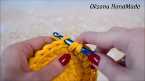 Идеальный круг из трикотажной пряжи. Донышко крючком.