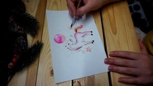 РИСУЕМ НОВОГОДНИЙ ПОСТЕР открытка ЕДИНОРОГ В ДЕТСКУЮ КОМНАТУ