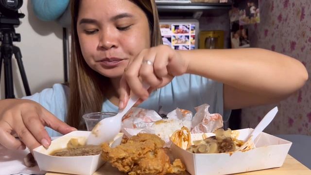 JOLLIBEE CHICKENJOY and BURGER STEAK MUKBANG | Mukbang ASMR | HANIMACETV