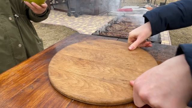 Steaks Fried on coals and a huge Georgian khachapuri with Ostrich egg_4K