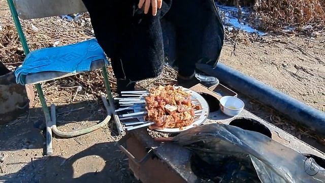 Табиат куйнида кабоб тайёрладик.