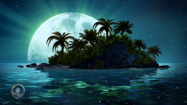 Остров спокойствия: Лунная ночь и убаюкивающий океан 🌙