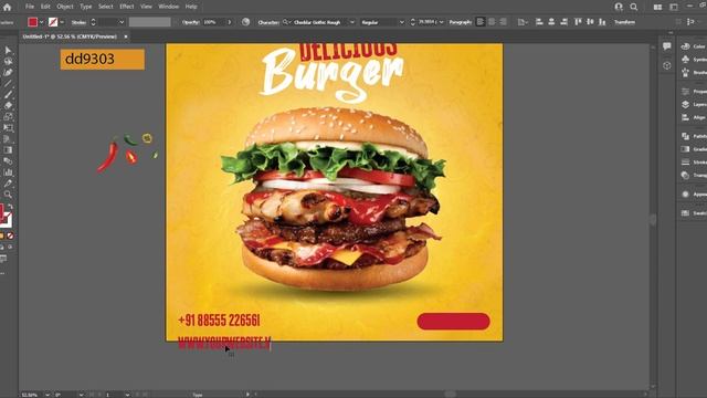 Illustrator CC Tutorial | Graphic Design | Social Media Burger Poster Design