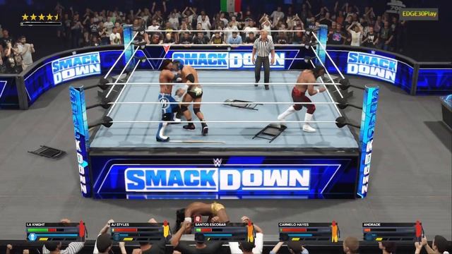 WWE2K24 LA KNIGHT VS AJ STYLES VS SANTOS ESCOBAR VS CARMELO HAYES VS ANDRADE смотреть онлайн