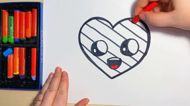 Как нарисовать сердце - рисование для детей. Кавайный рисунки (kawaii) смотреть онлайн
