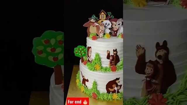 Masha and the Bear theme cake design for birthday cake decoration ideas #cakes #cakemaking #shorts