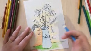 Открытка на 8 марта. Как нарисовать цветы на 8 марта маме. Пошаговый видео урок. Рисуем вместе
