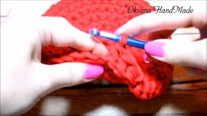 Корзина крючком из трикотажной пряжи. Basket crochet