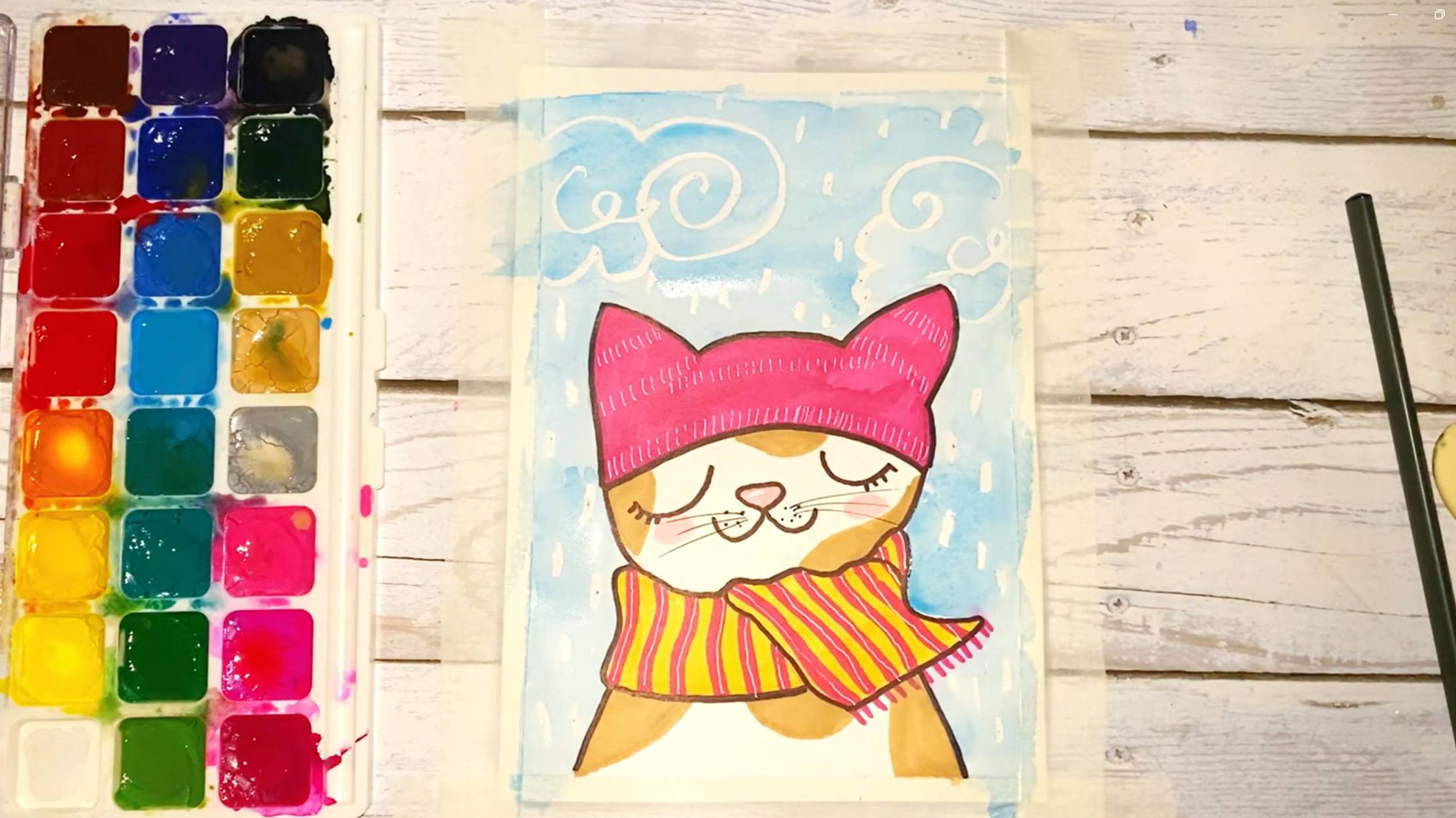 Как нарисовать кота в шапке - пошаговый урок рисования для детей смотреть онлайн