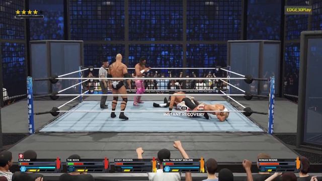 WWE2K24 CM PUNK VS THE ROCK VS CODY RHODES VS SETH ROLLINS VS SOLO SIKOA VS ROMAN REIGNS смотреть онлайн