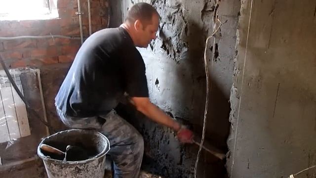 штукатурка стен, цементно песчанным раствором ,часть2