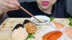 ASMR SUSHI CONE + SALMON SASHIMI + TAKOYAKI (EATING SOUNDS) NO TALKING | SAS-ASMR