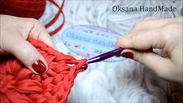Круглая сумка из трикотажной пряжи. Round crochet bag