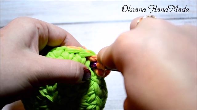 Корзинка из трикотажной пряжи крючком. Мастер класс.