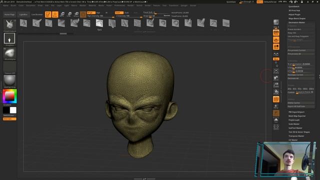 10 Zbrush для начинающих _ Уменьшение кол-ва полигонов (Урок)