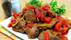 Свинина с помидорами и перцем