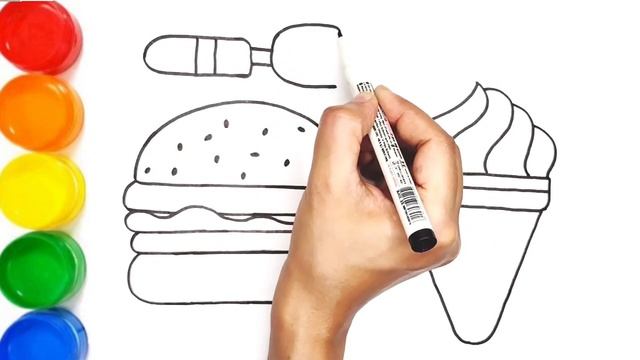 Fast Food Drawing Easy | Fast Food Drawing and Coloring Pages for Kids and Toddlers