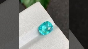 An elongated cushion cut Neon Blue Paraiba