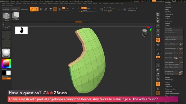 #AskZBrush_ “I have a mesh with partial edgeloops. Any tricks to make it go all