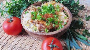 Картофельная запеканка с луком - пореем