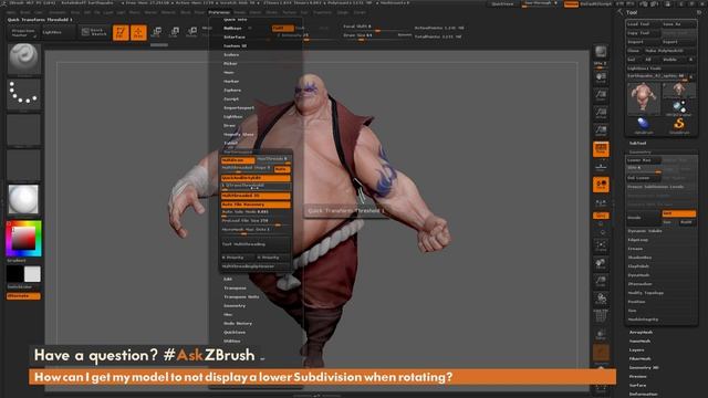 #AskZBrush - How can I get my model to not display a lower subdivision when rota