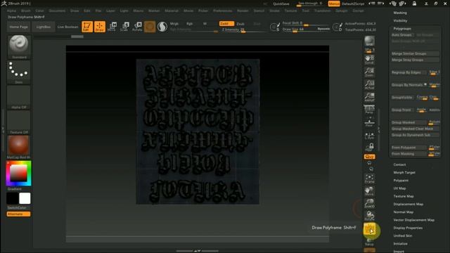 Zbrush 2019 эксперимент с шрифтами (720p)