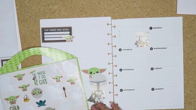 Plan With Me Baby Yoda - Grogu Mandalorian Stickers Dashboard Planner Spread for Star Wars Day