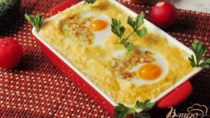 Картофельная запеканка с яичницей