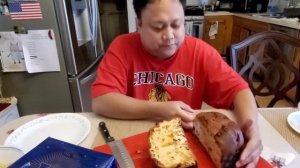 Cutting Panettone Fiasconaro Bread