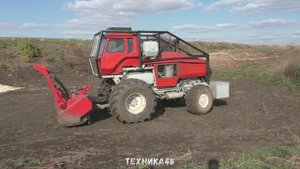 Самоходный мульчер на базе переделенного УЭС-2-280А Полесье. Расчистка обочин и кюветов