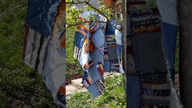 Потёртый джинсовый плед для пикника