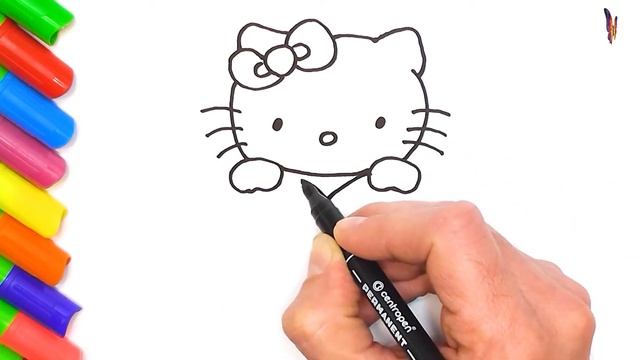 Как нарисовать кошечку Хеллоу Китти и сердечко / How to Draw Hello Kitty Drawing and Heart for Kids смотреть онлайн