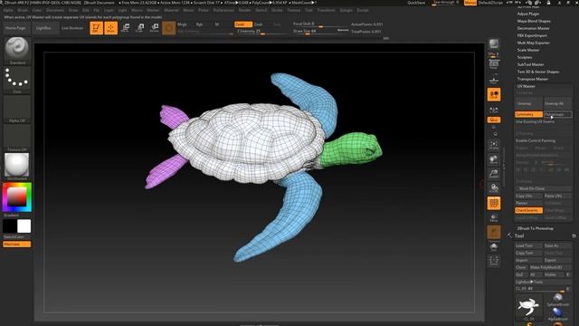 UV _ Unwrap Carey Turtle using Zbrush 4R8   - Part 03 (720p)