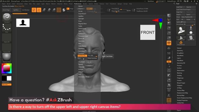 #AskZBrush_ “Is there a way to turn off the upper left and upper right canvas it