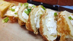 Яичный рулет с творогом