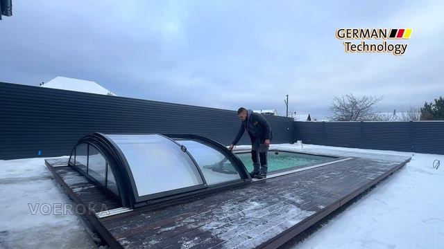 Павильон для бассейна модель FLAIR. Цвет антрацит Прозрачный поликарбонат